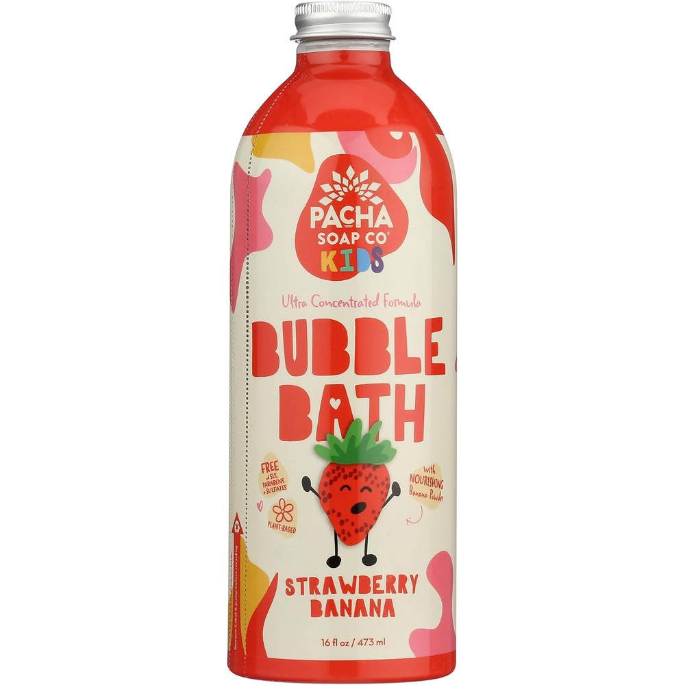 Pacha Soap Co. Kids Strawberry Banana Bubble Bath front view