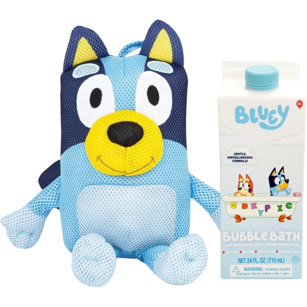 Jay Franco Bluey bath buddy and bubble bath set front view