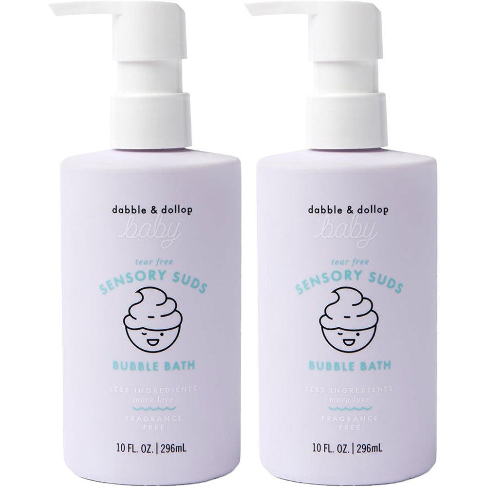 Dabble and Dollop Sensory Suds baby bubble bath bottles front view