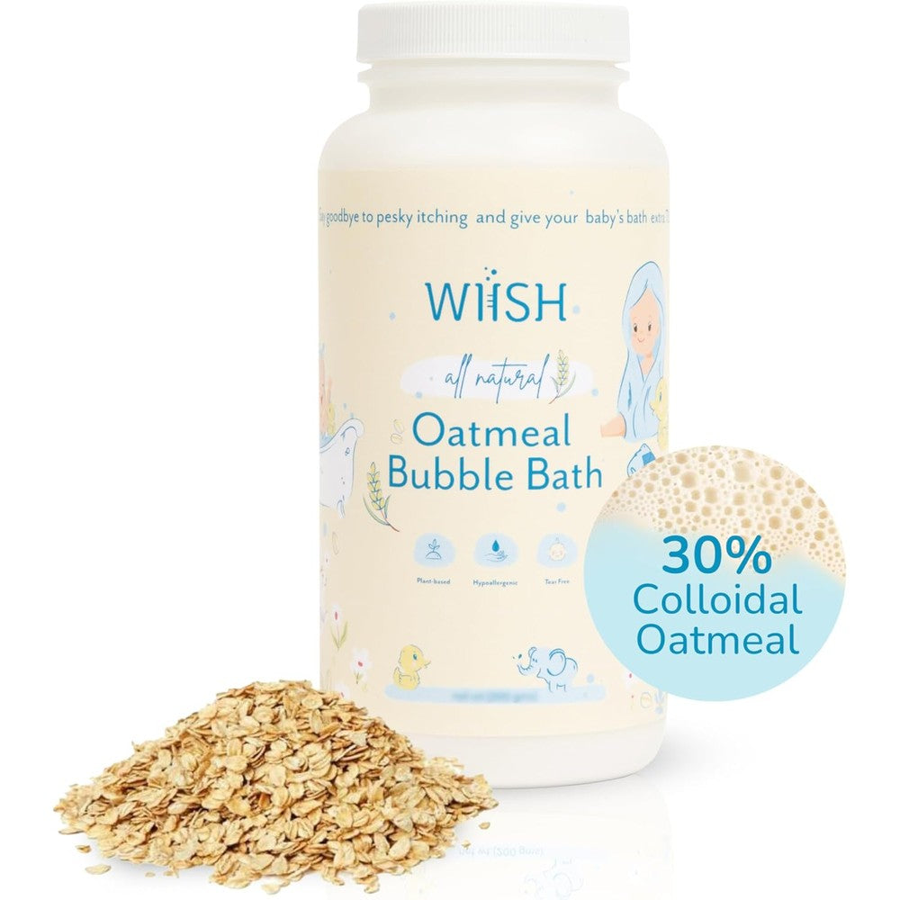 Wiish Baby Oatmeal Bubble Bath front view for sensitive skin