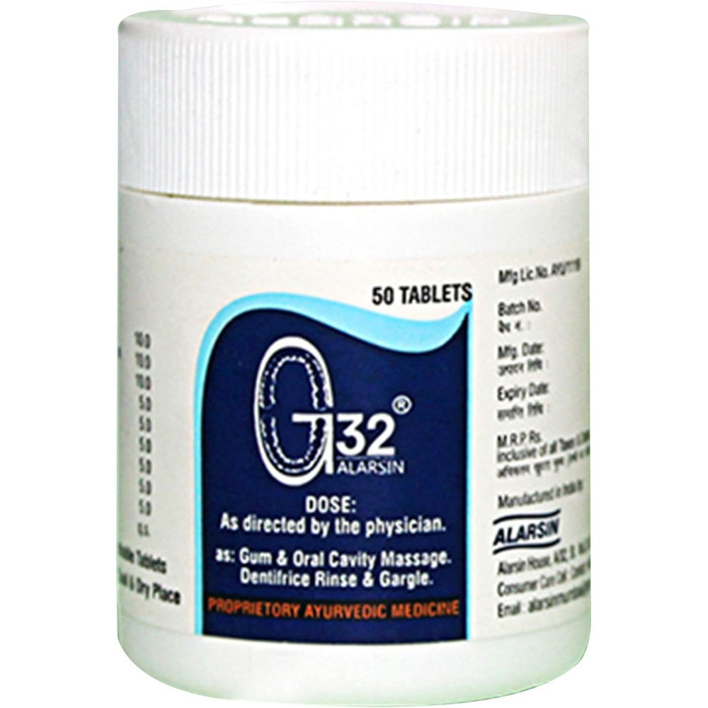 Alarsin G32 tablets bottle front view for oral health