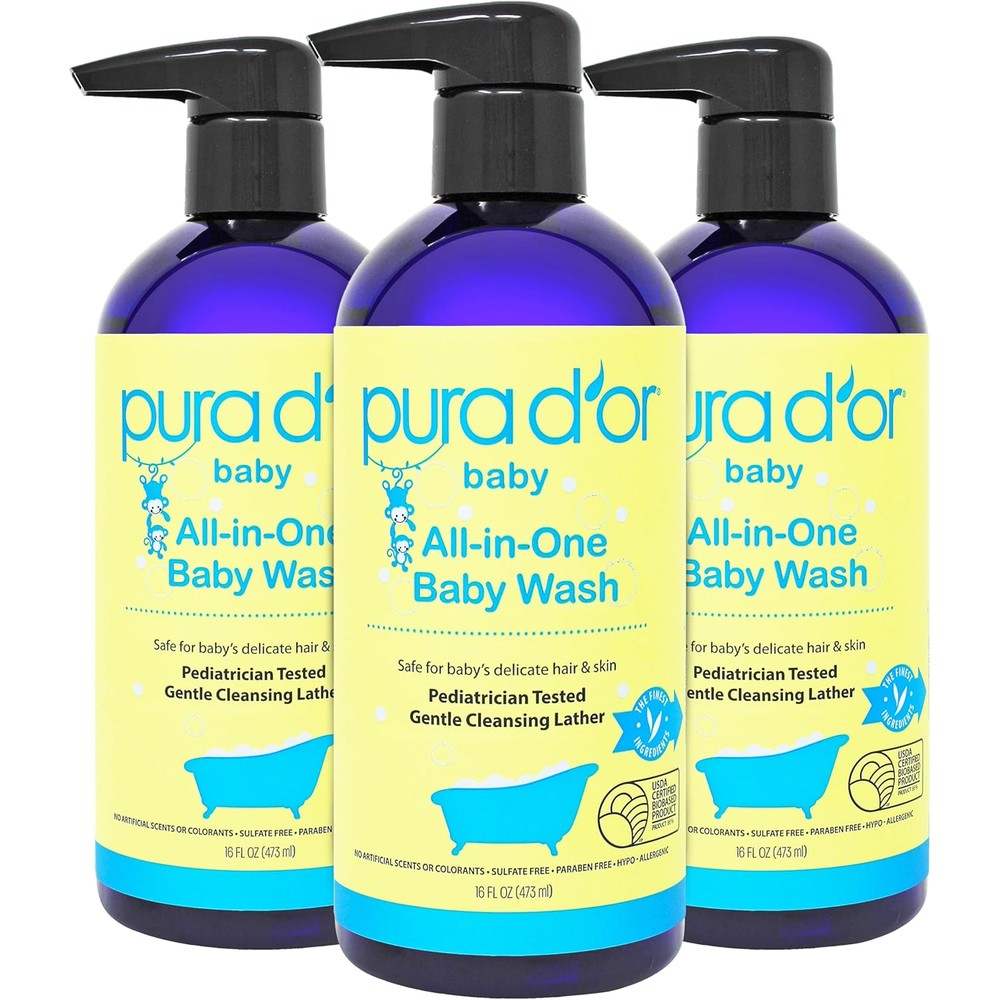 Pura D'or All-In-One Baby Wash bottle front view