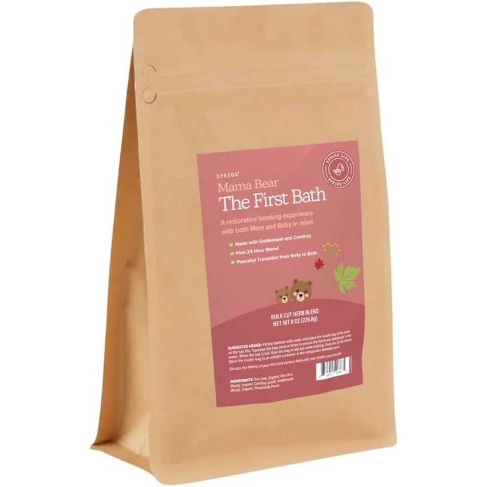 Sprigs Mama Bear The First Bath herbal postpartum soak front view