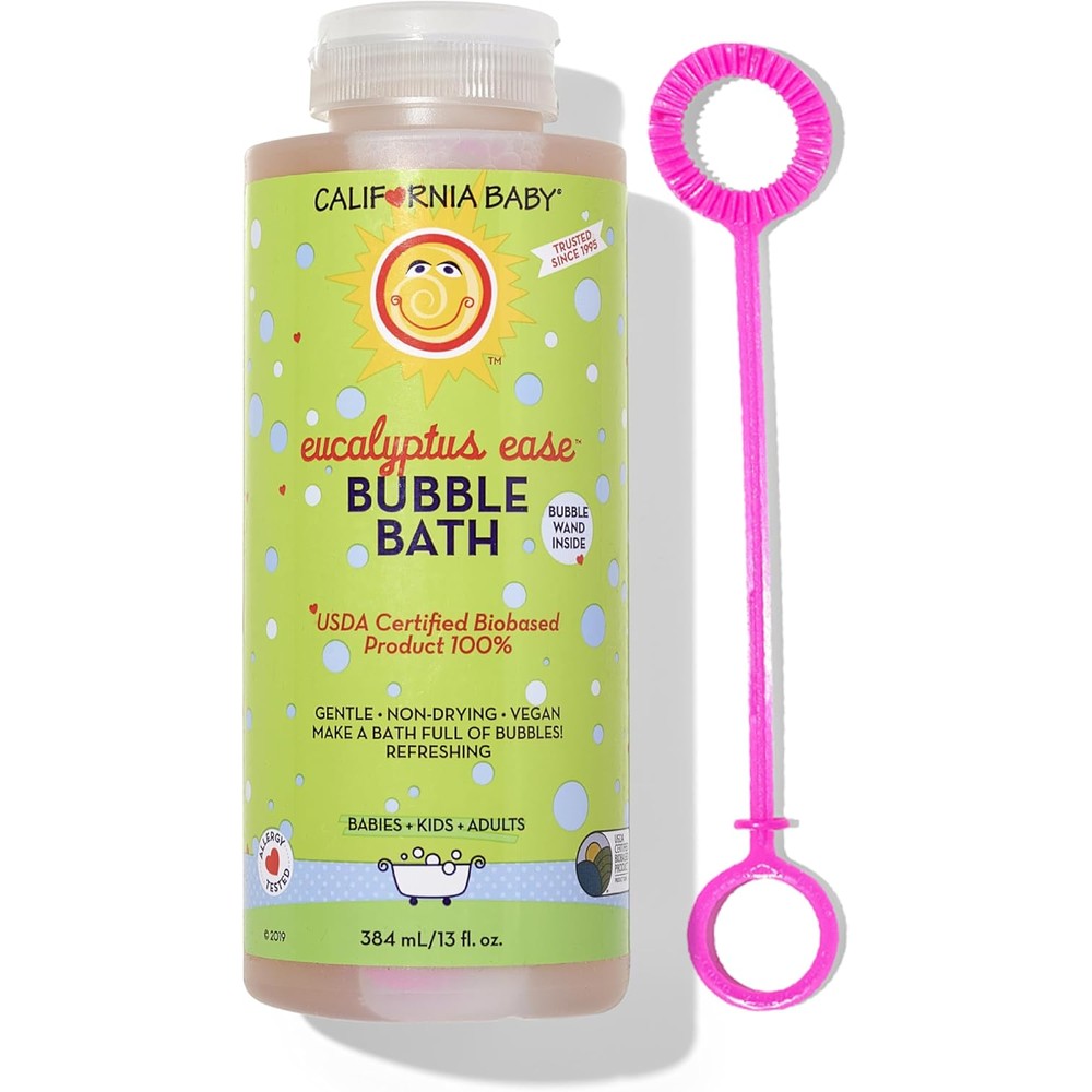Eucalyptus bubble bath provides a refreshing scent for a soothing newborn bath.