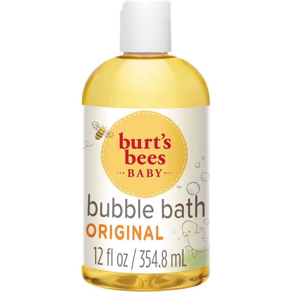 Burt's Bees Baby Tear Free Bubble Bath Wash front view bottle for gentle infant skin cleansing.
