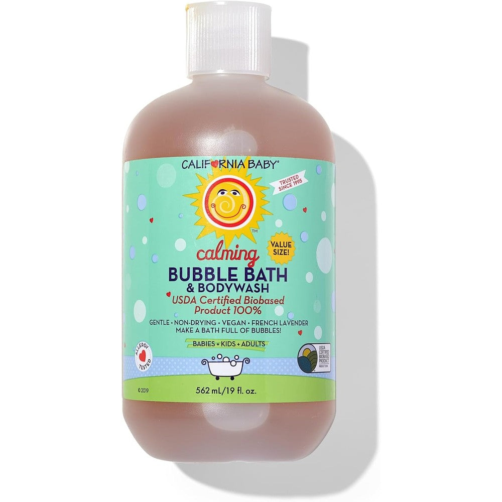 California Baby Calming Lavender Bubble baby bath and Baby Body Wash 19oz bottle
