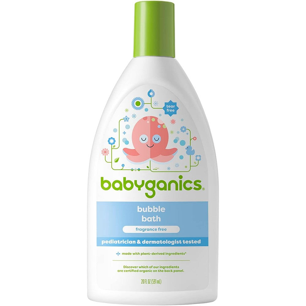 Babyganics Bubble Bath Fragrance Free 20 Fluid Ounce front bottle view