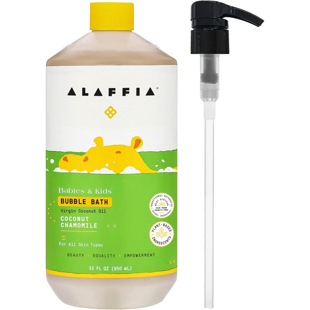 Alaffia Babies and Kids Bubble Bath Coconut Chamomile bottle front view