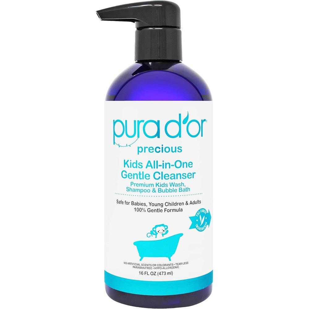 Pura D'or Kids All-in-One Gentle Cleanser 16 Fluid Ounce bottle front view
