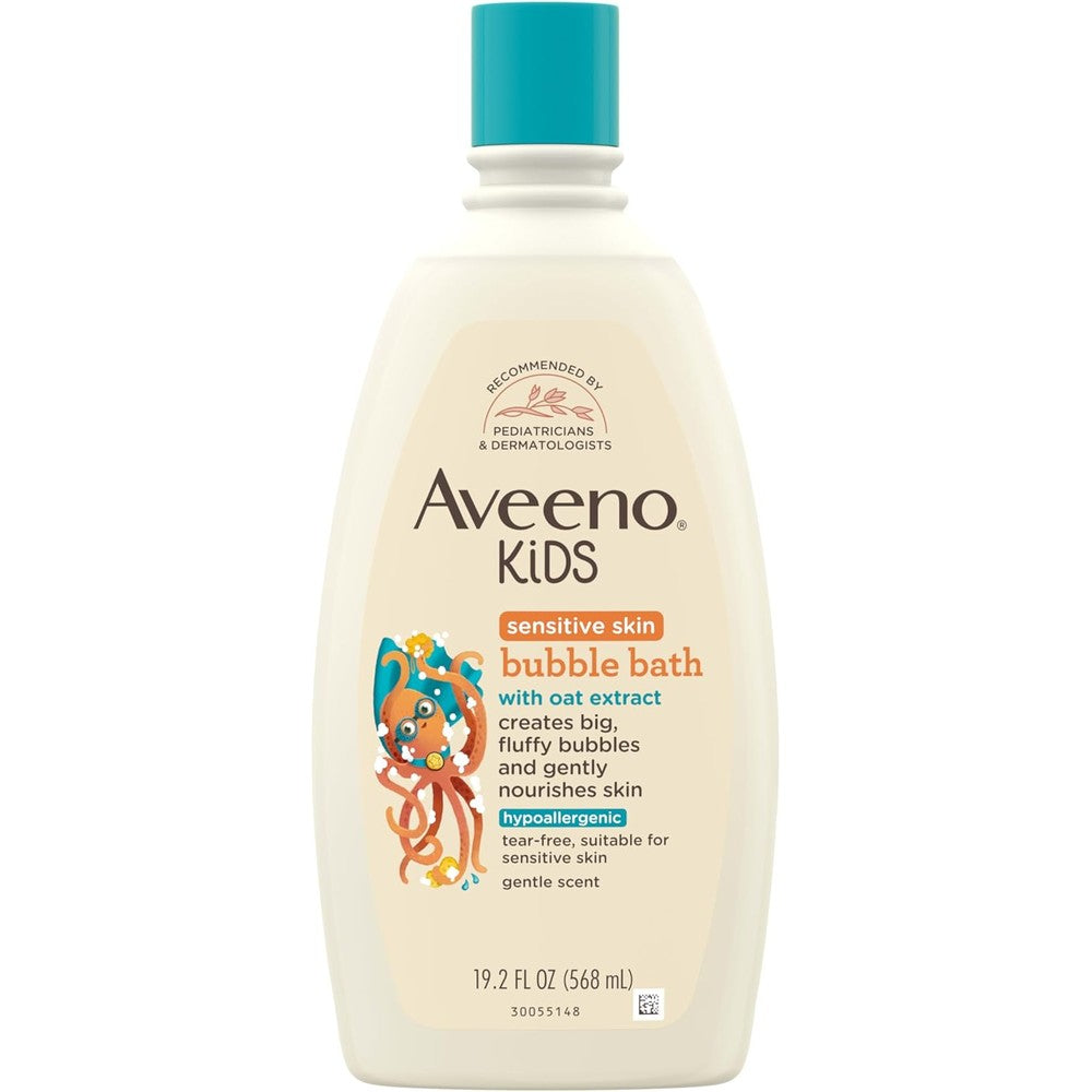 Aveeno Kids Sensitive Skin Bubble Bath front view 19.2 fluid ounce