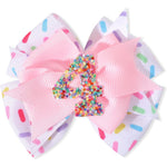 Jissoo pink sprinkle hair bow with colorful confetti and sequin details & christmas clips for hair