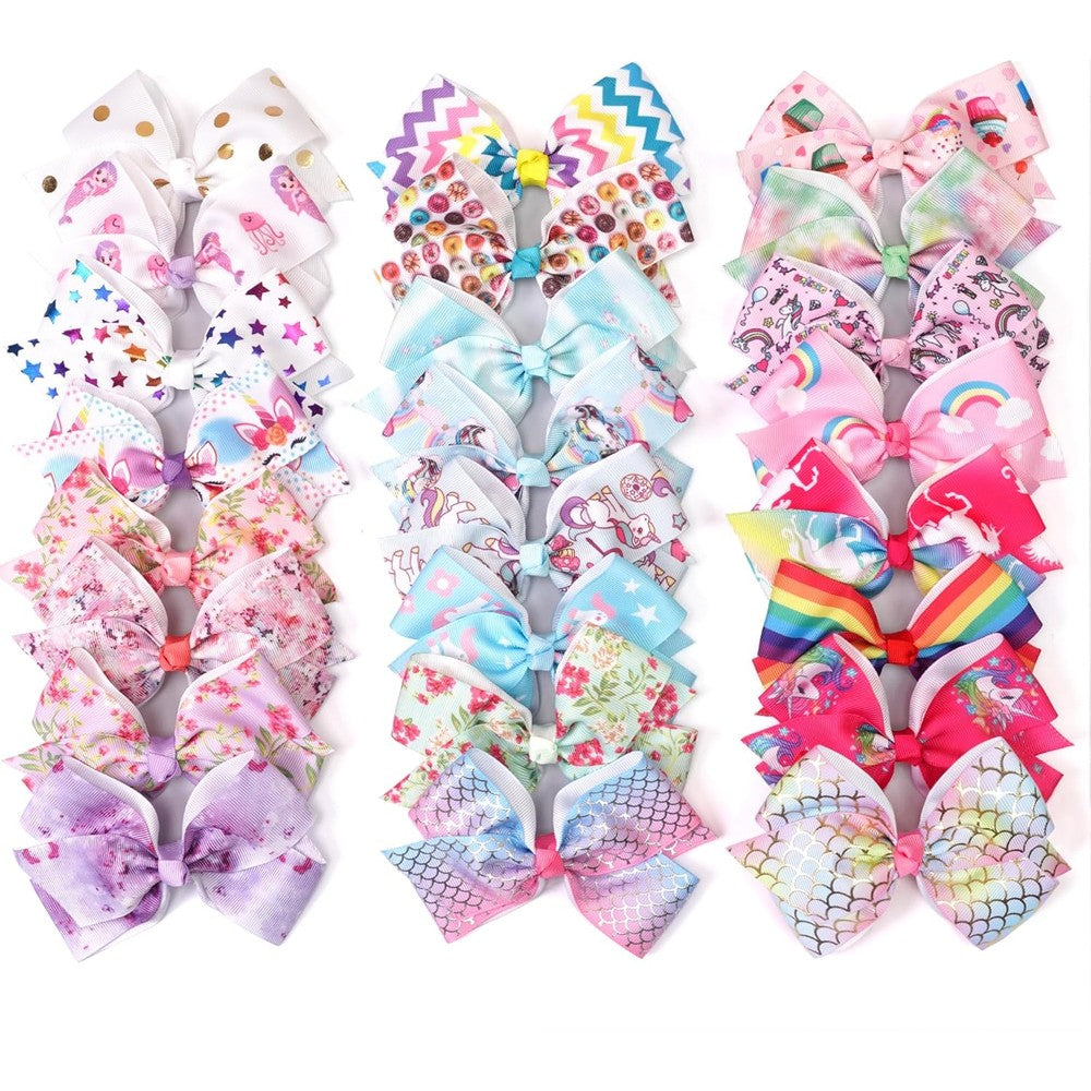 Yxiang boutique grosgrain ribbon hair bows front view