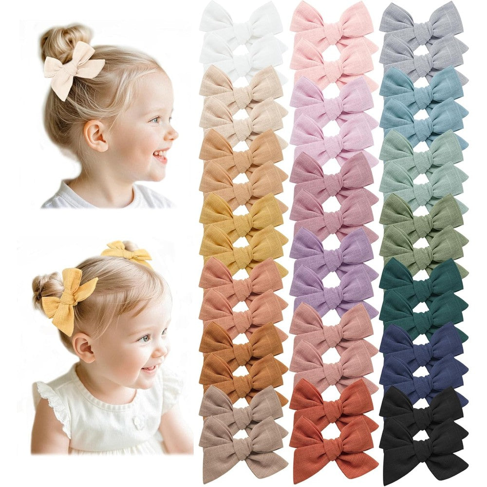Prohouse 40 pieces baby girl hair clips front view with assorted color bows