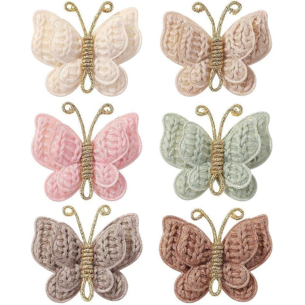 Pinkoriart 6 Piece butterfly hair clips set front view