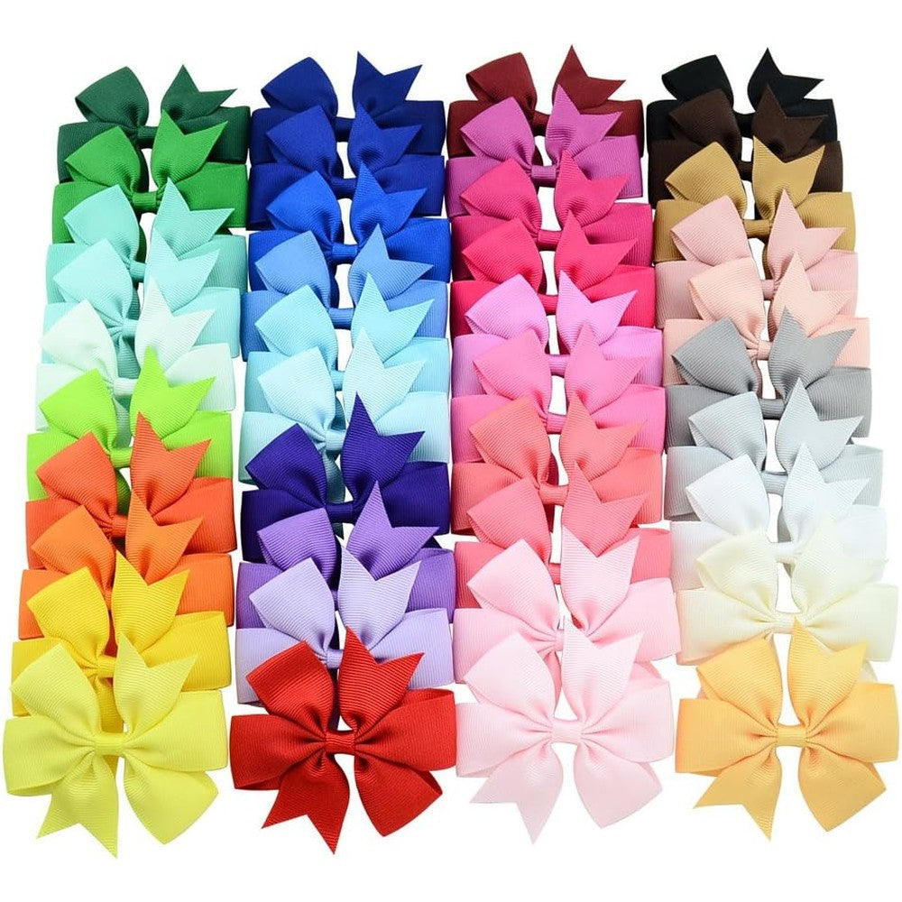 Yhxx Ylen 40 piece 3 inch grosgrain ribbon hair bows front view