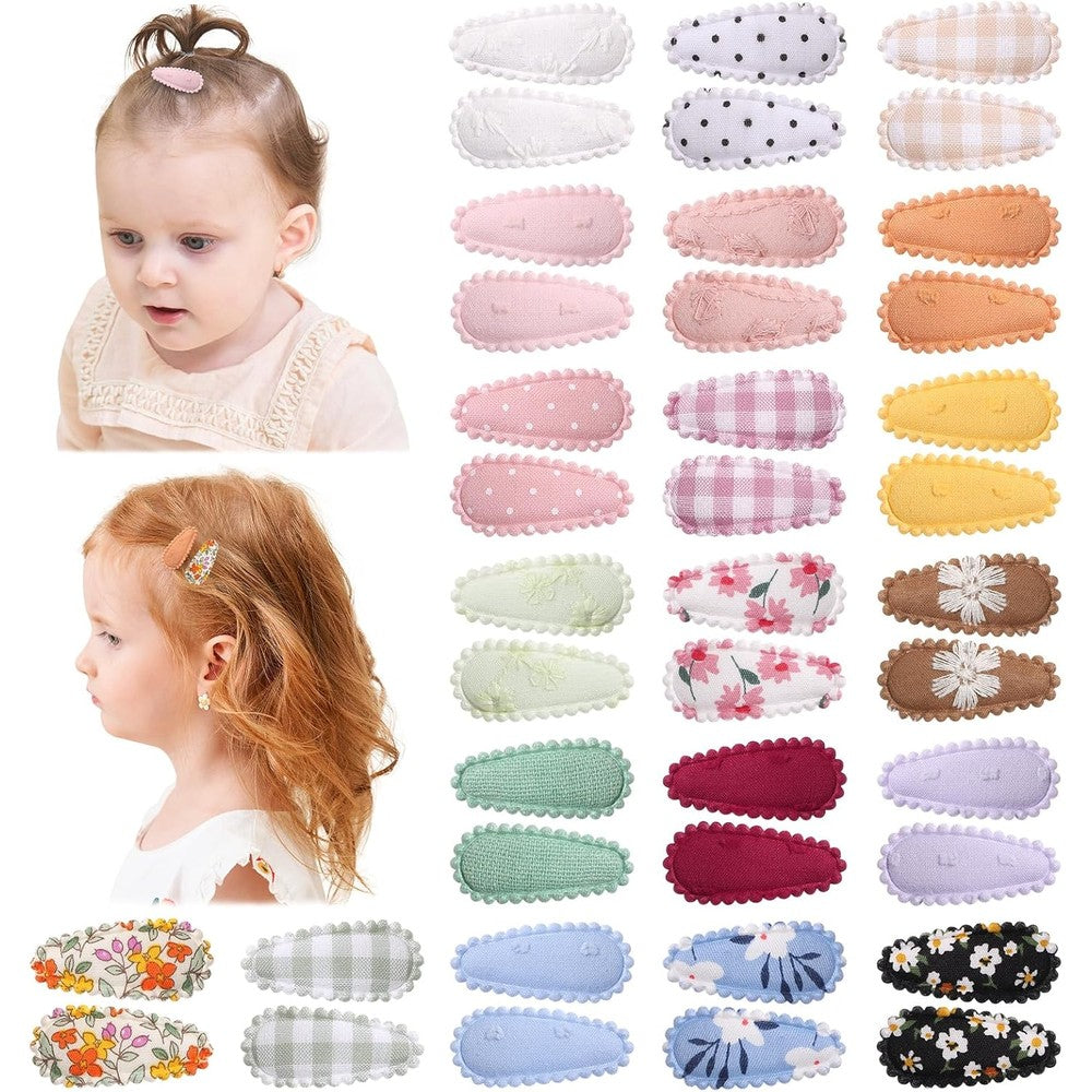 Yhxx Ylen toddler snap hair clips front view with floral patterns
