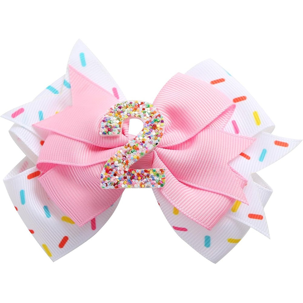 Fancheer birthday hair bow for girls with sprinkle design
