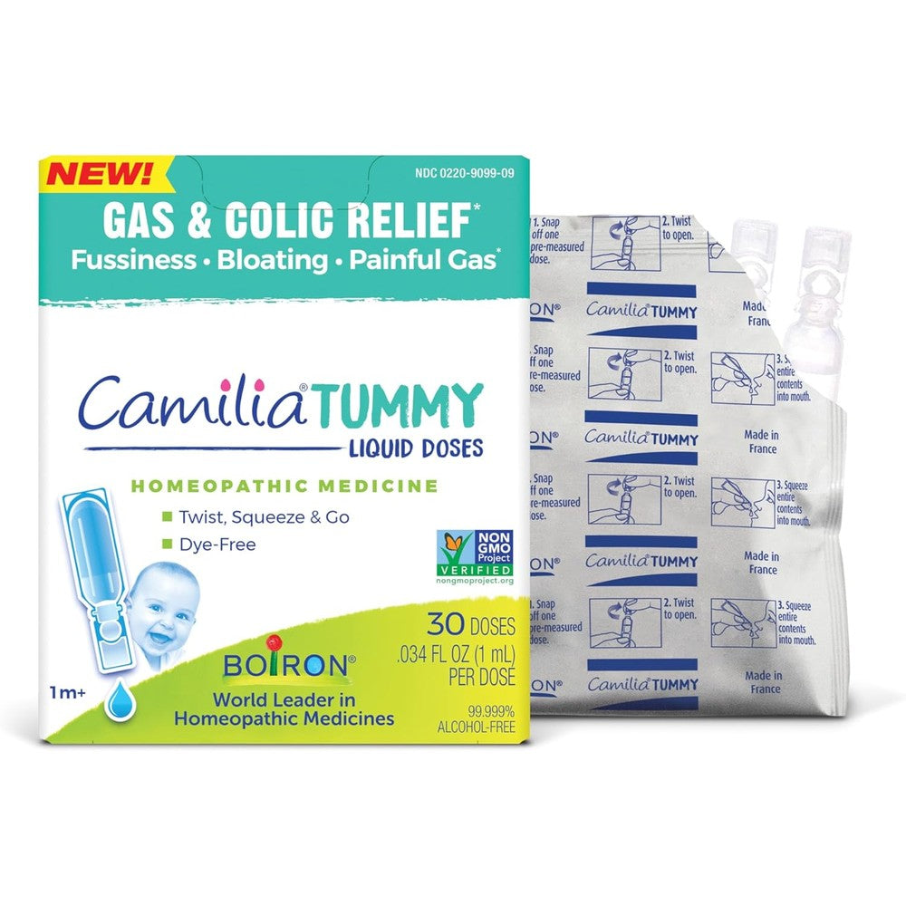 Boiron Camilia Tummy infant colic and gas relief 30 count box front view