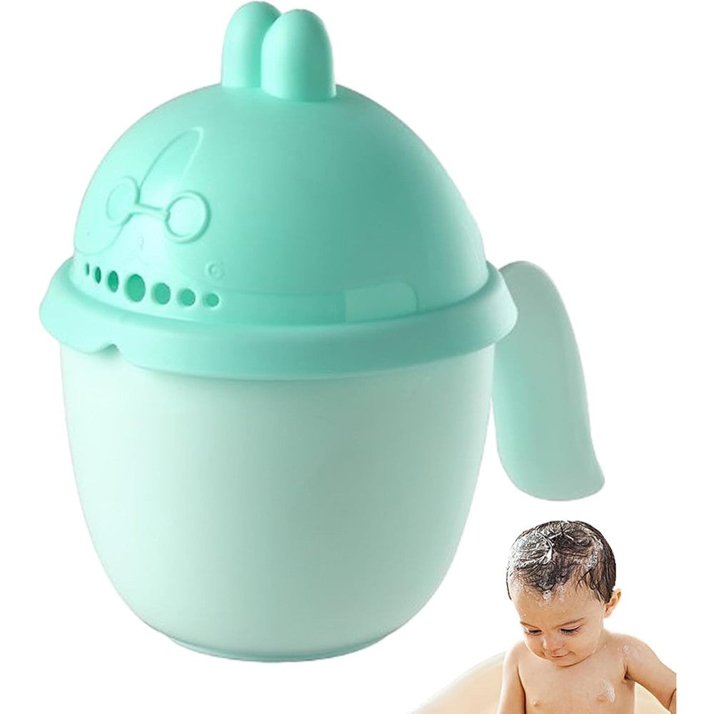 Generic green cartoon bear baby bath rinse cup front view