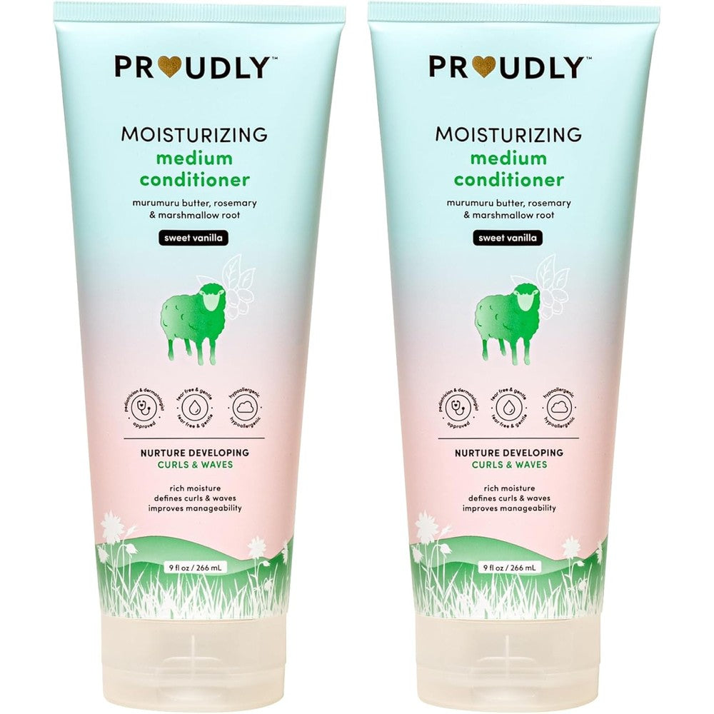 Proudly moisturizing wavy and curly baby conditioner front view
