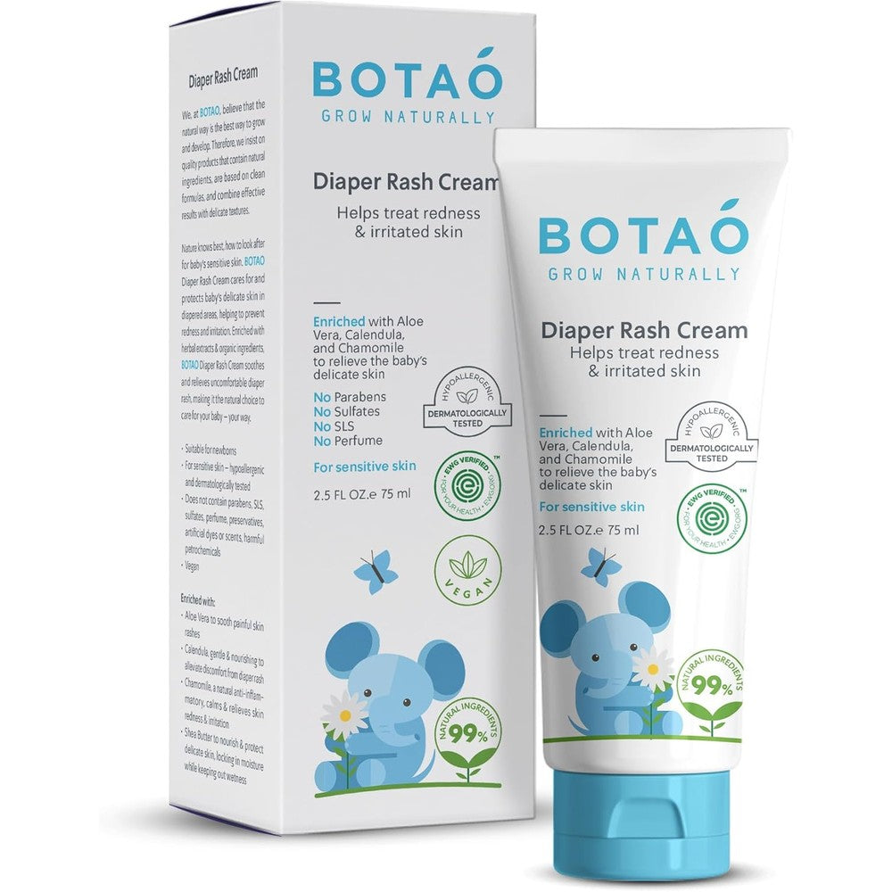 Botao Baby's Natural Diaper Rash Cream front view 2.5 Fluid Ounce tube