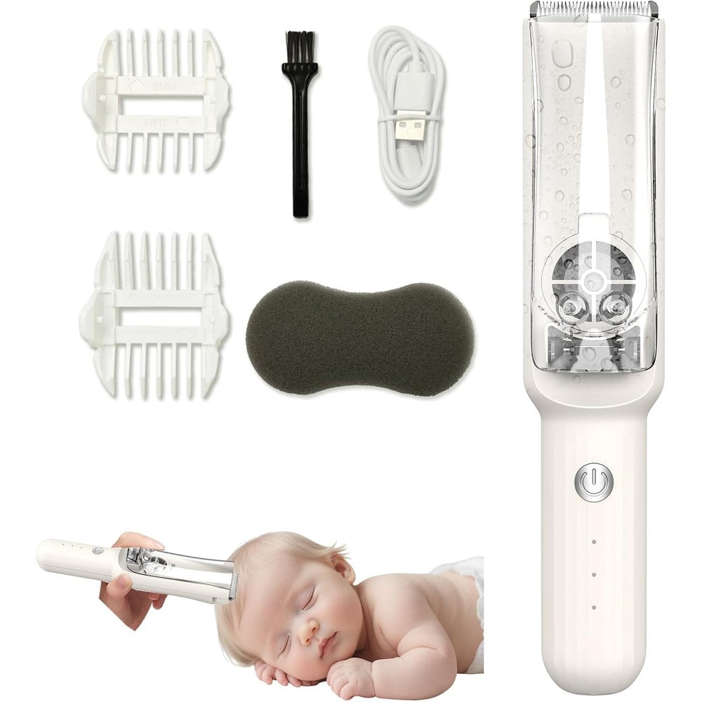 WBHLDM baby hair clipper with vacuum and ceramic blades front view