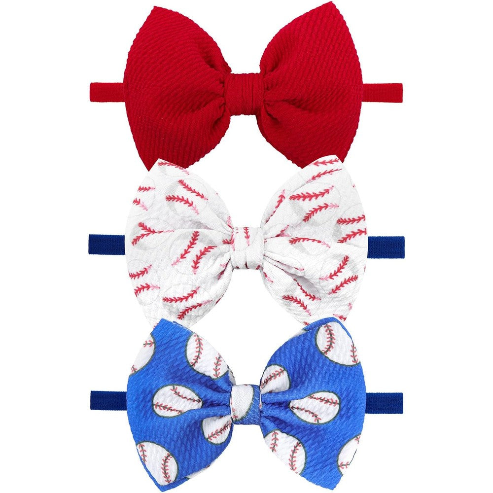 Lanmerry baseball baby bow headband set front view