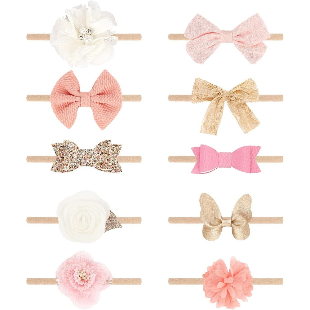 Aqokka baby girl nylon headbands with bows front view