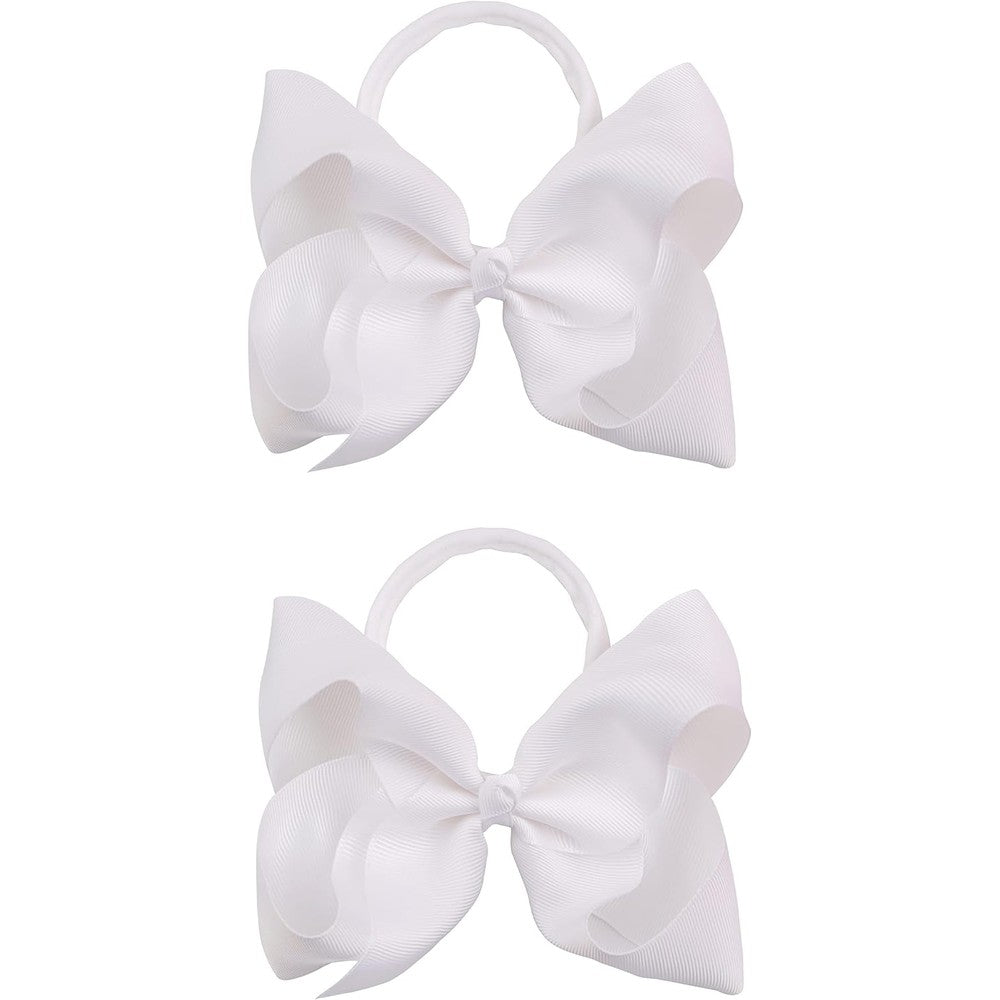 Xansema 2 Pieces 6 Inches White Ribbon Baby Headbands front view