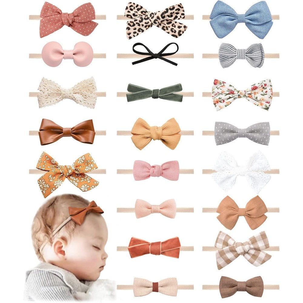 Jesries 21 pieces baby headbands and bows set front view