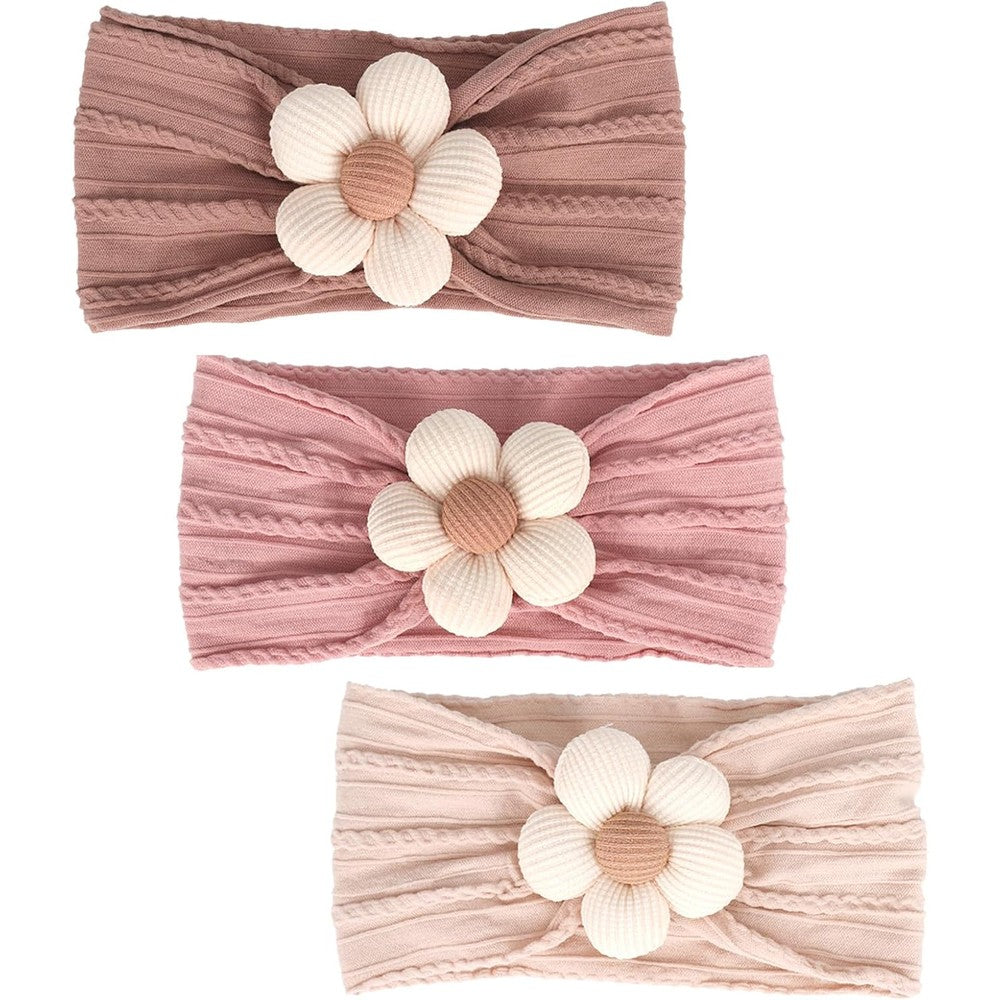 Miuxueso 3 Pcs baby flower headband set front view