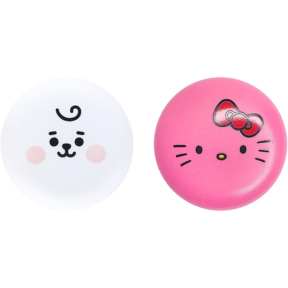 The Crème Shop Hello Kitty X BT21 Baby RJ Macaron Lip Balm Duo front view