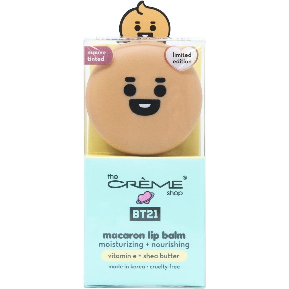 The Crème Shop BT21 Shooky Macaron Lip Balm front view for moisturizing lip care