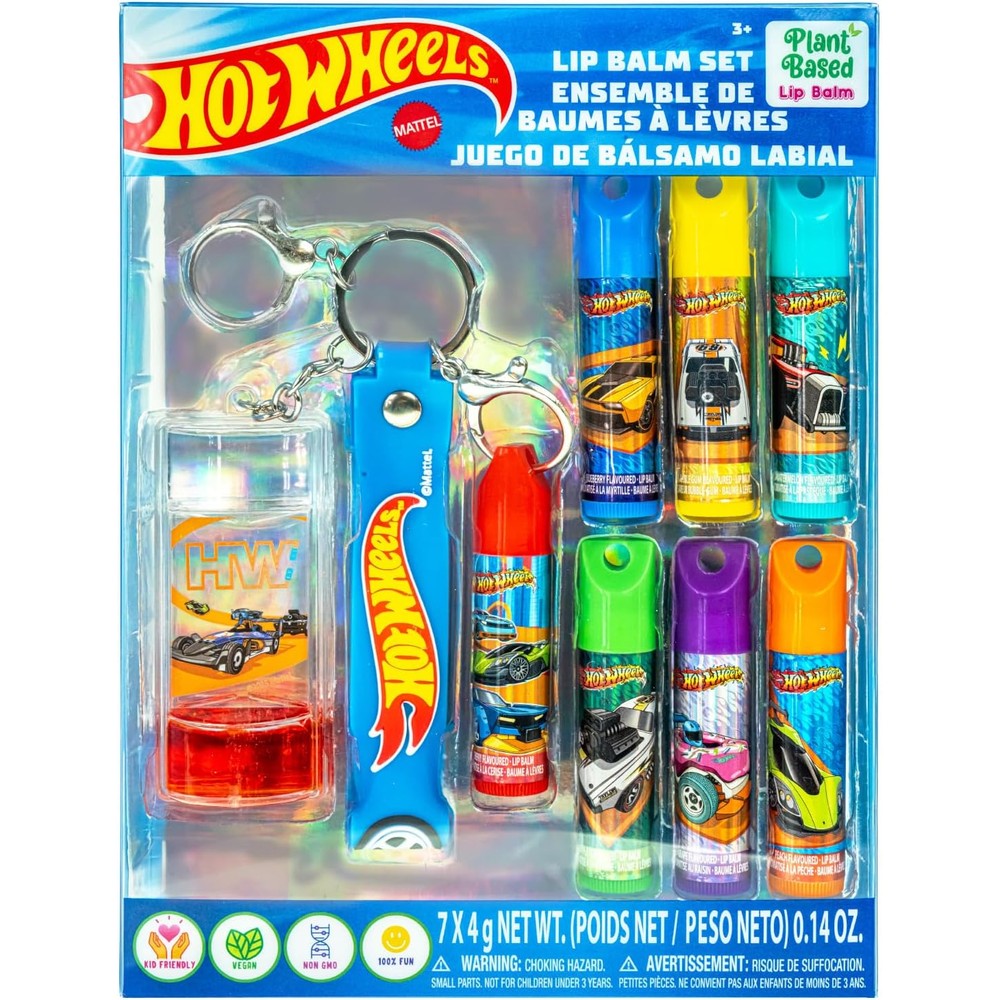 Townley Girl Hot Wheels 7 Pack Lip Balm set front packaging view
