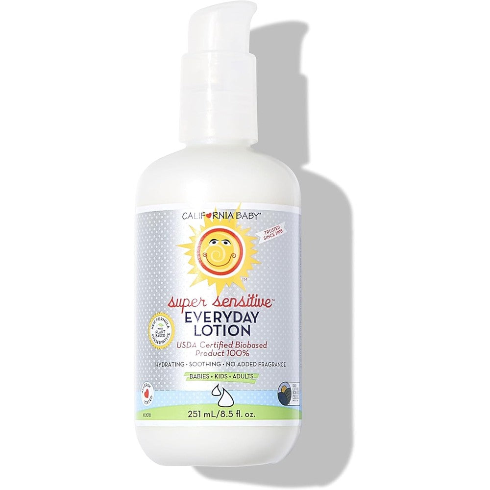 California Baby Super Sensitive Unscented Lotion bottle for newborn skin care
