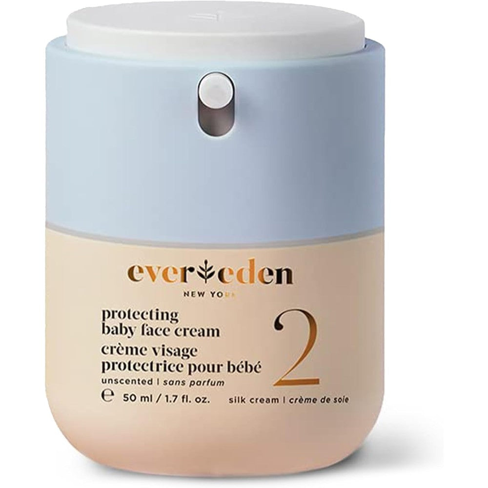 Evereden Protecting Baby Face Cream front view of the tube showing the Number 2 Silk formula label.