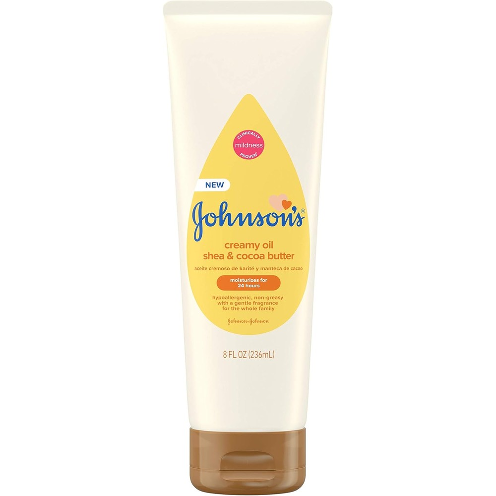 Johnsons Baby Creamy Oil Shea and Cocoa Butter front view bottle