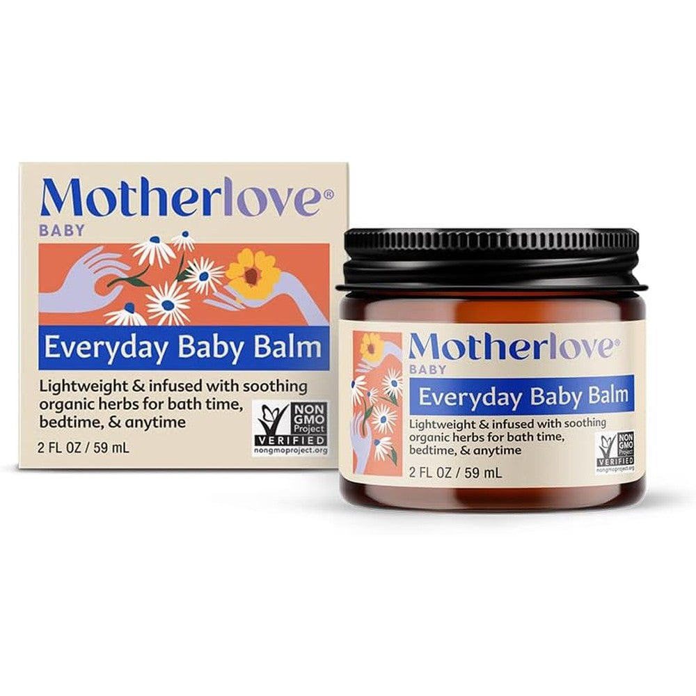 Motherlove Everyday Baby Balm front view packaging of the authentic plant-based herbal moisturizing salve
