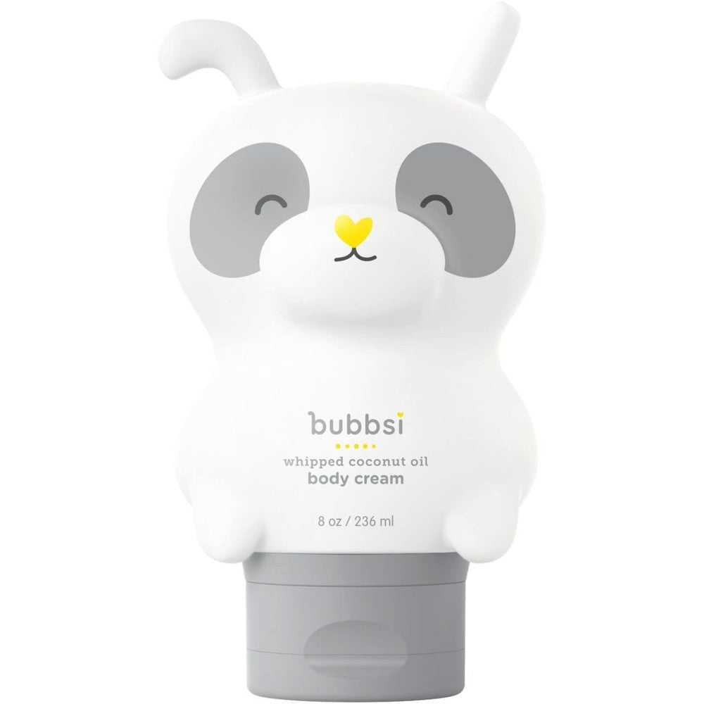 Bubbsi Whipped Coconut Oil Baby Lotion front view of panda shaped bottle