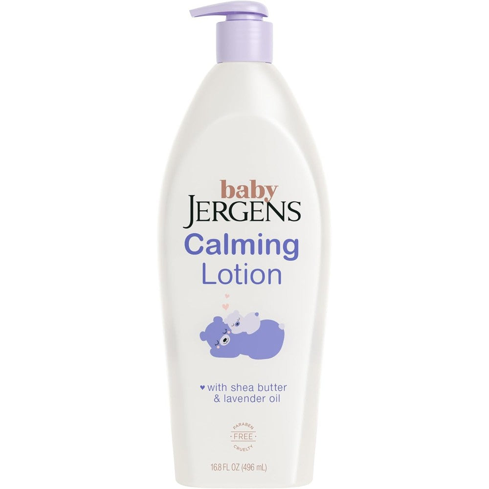 Jergens Baby Calming Lotion front view with shea butter and lavender