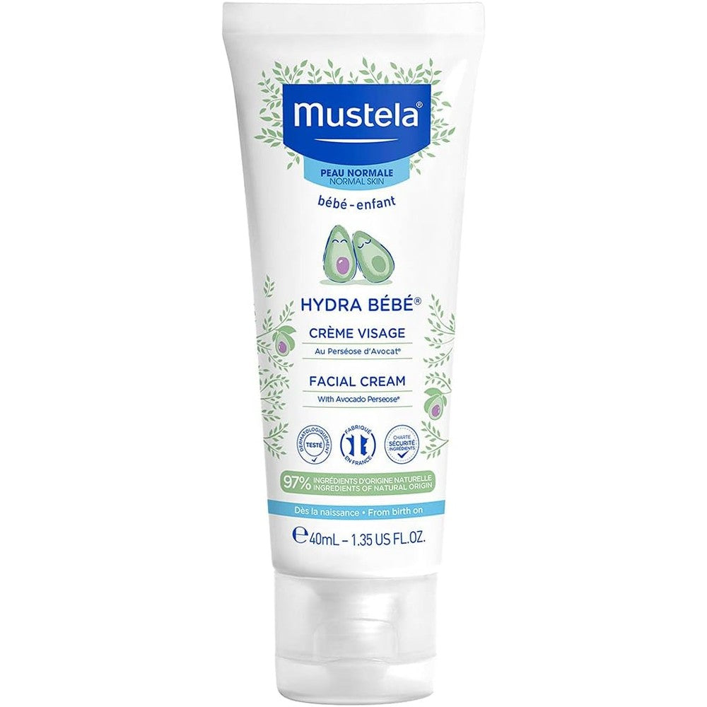 Mustela Hydra Bebe Face Cream front view tube of daily baby moisturizer