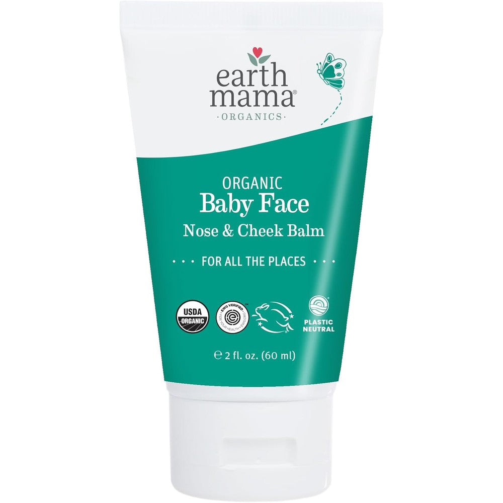 Earth Mama Organic Baby Face Nose And Cheek Balm front view jar packaging