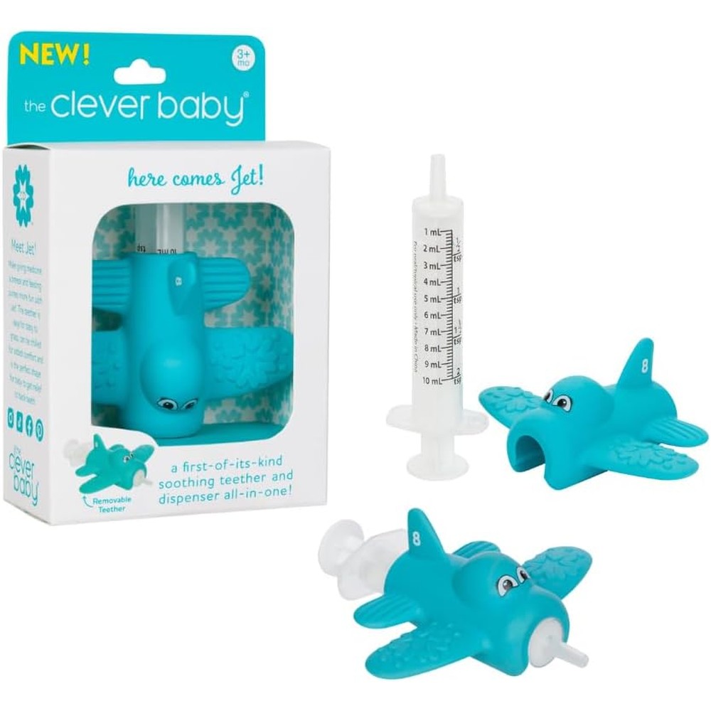 The Clever Baby Jet Teether and Dispenser Duo front view