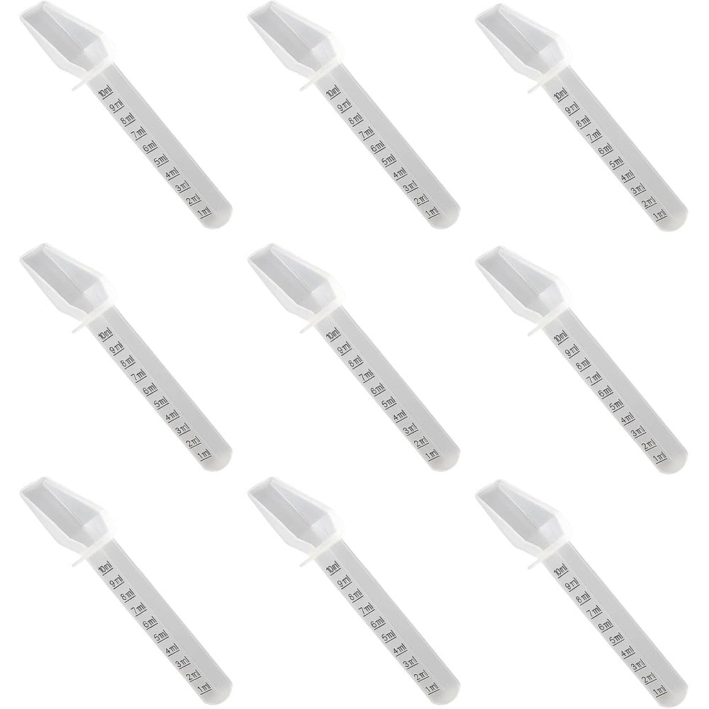 Zhlkhiop 9 pack clear calibrated medicine spoons front view