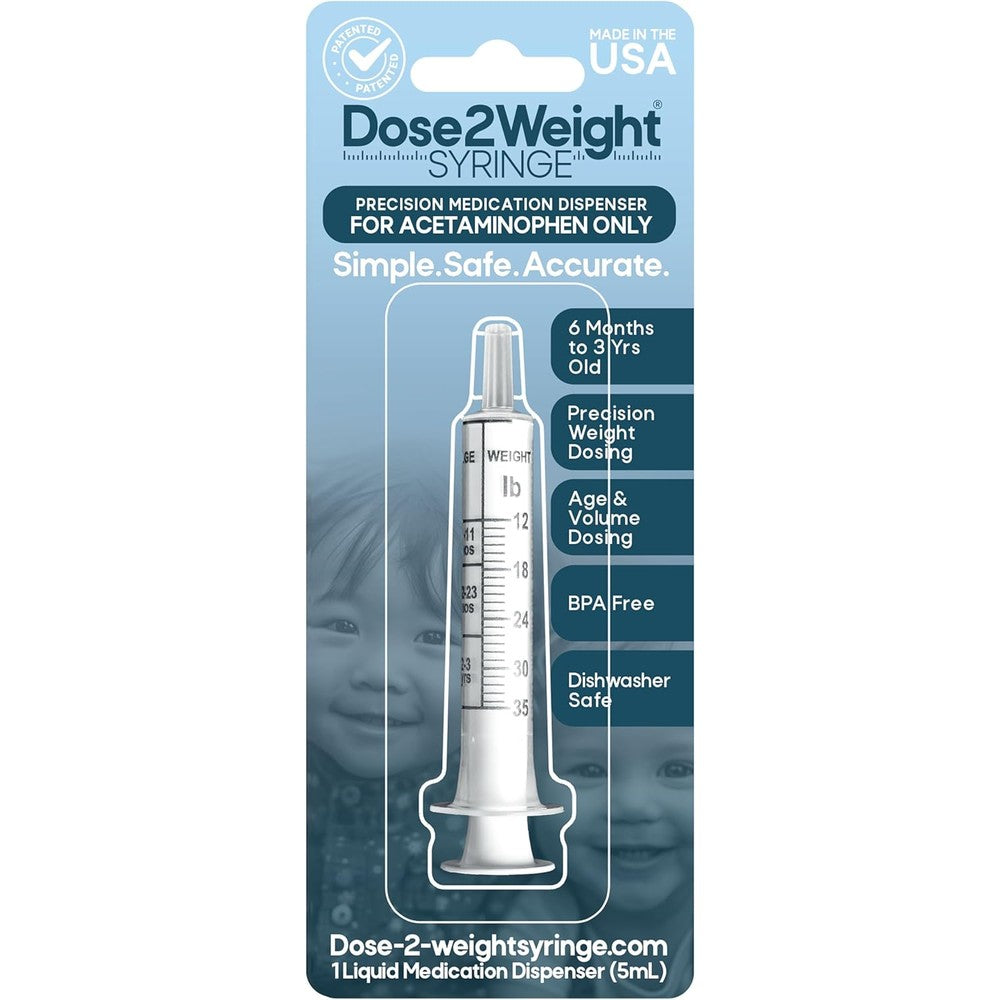 Dose-2-Weight 5mL precision oral syringe front view