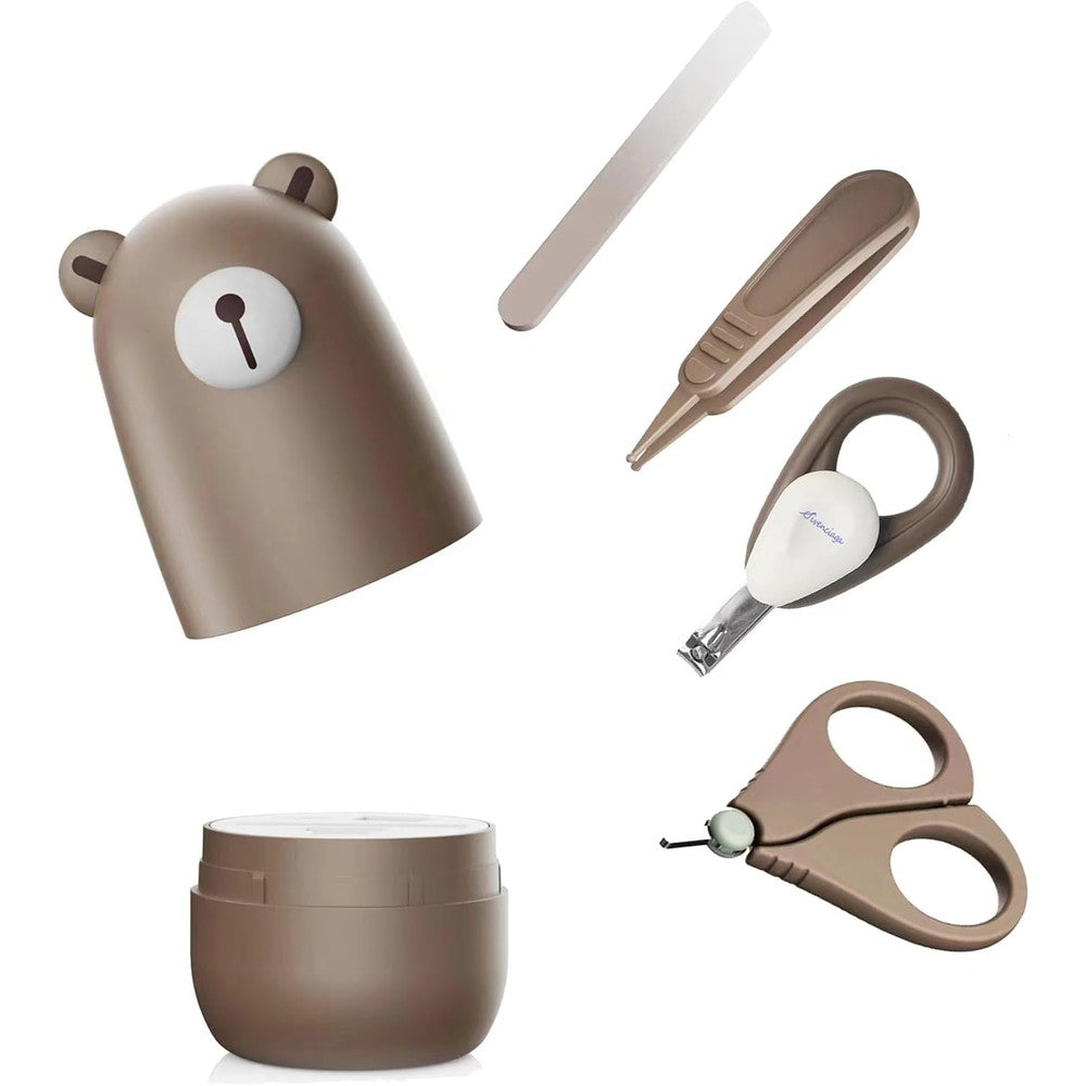 Sivenciaga baby nail clippers set front view with bear case