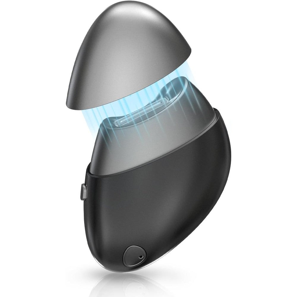 LE.VOLIFE electric nail clipper black front view showcasing the sleek automatic design.