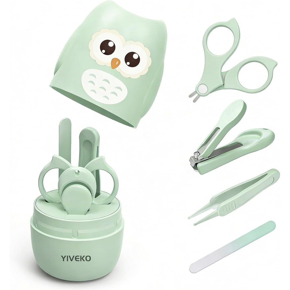 Yiveko baby nail kit 4-in-1 owl green front view