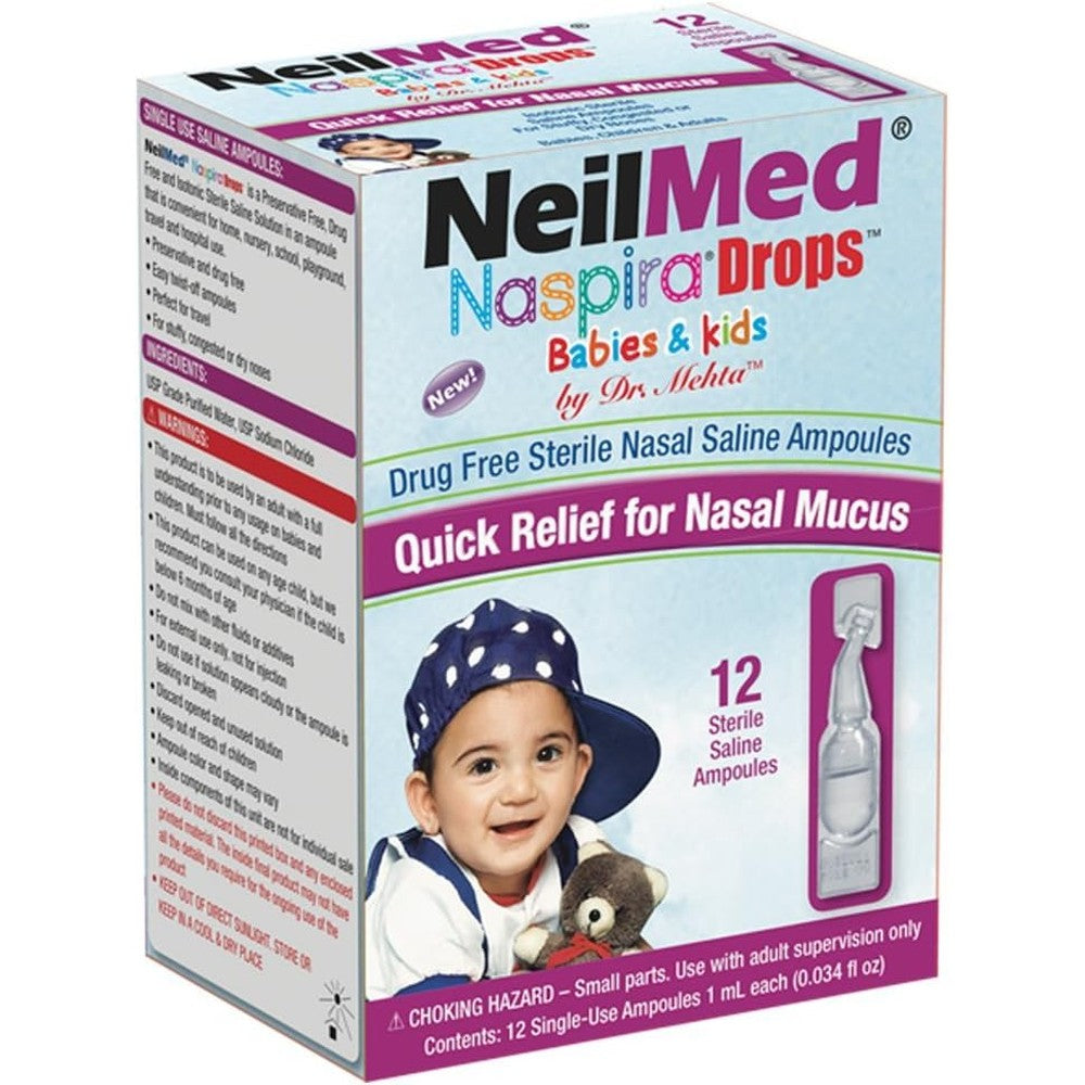 NeilMed Naspira Drops sterile saline ampoules front view