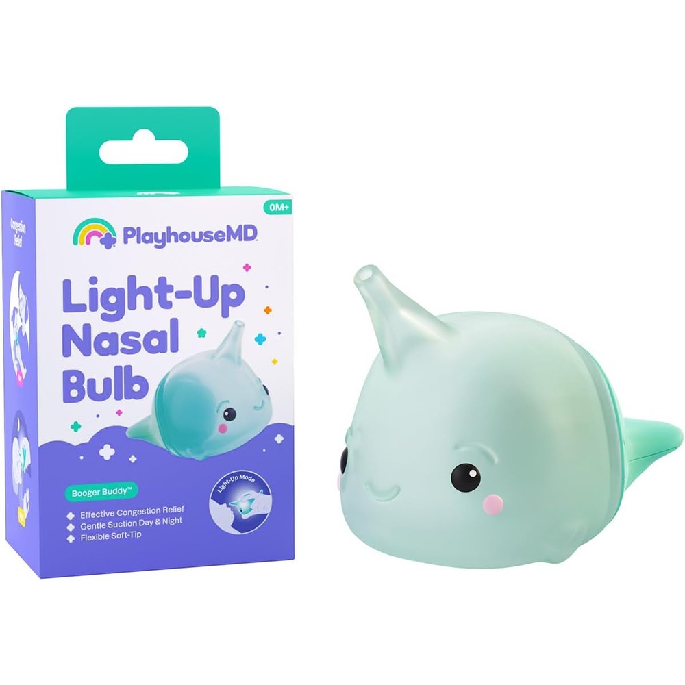 Playhouse MD Booger Buddy nasal aspirator narwhal front view